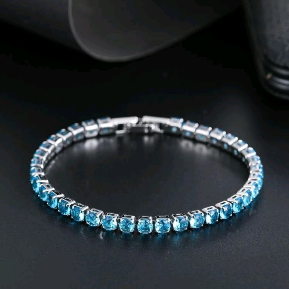 Sterling Silver Turquoise Tennis Bracelet - Picture 2 of 12